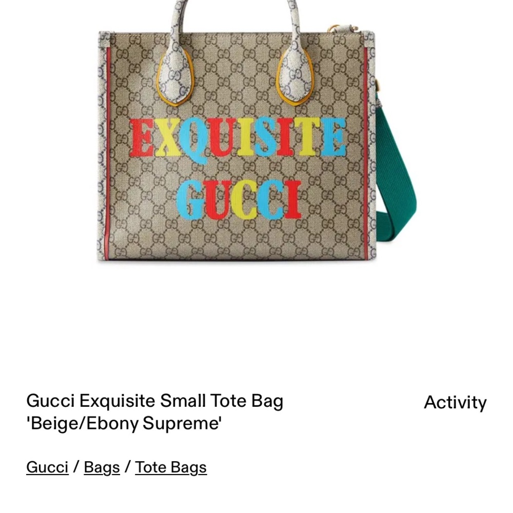 Gucci Beige and Ebony Tote with Colorful Lettering